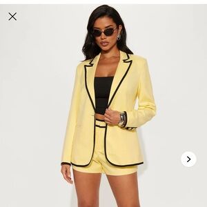 Chic High Waist Yellow Women's Shorts set